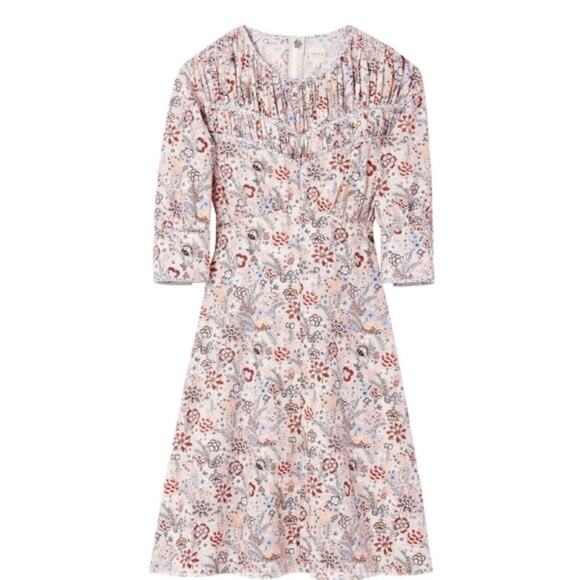 Rebecca Taylor Floral Lotus Print Cottagecore Mini Dress Size Large Gently Used - Picture 2 of 13